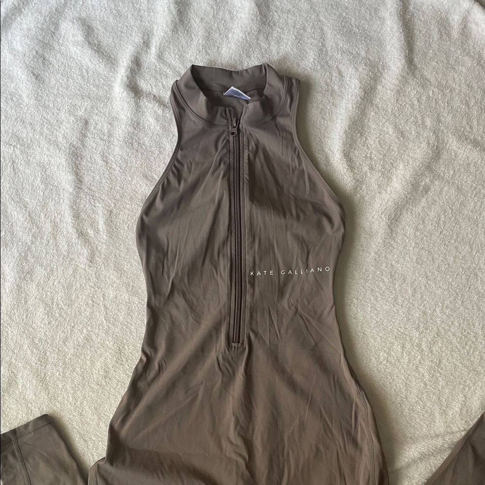 Kate Galliano Brown Sleeveless Zip-Front Jumpsuit Size XS